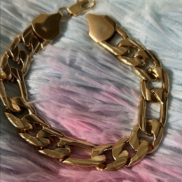 Gold Curb Chain Bracelet for Women - Polished Link Bracelet - Picture 2 of 2